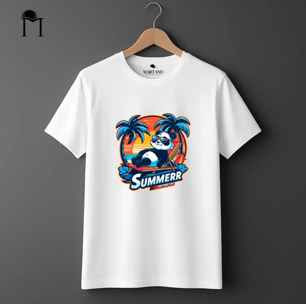 Martand Panda on beach unisex round neck t-shirt
